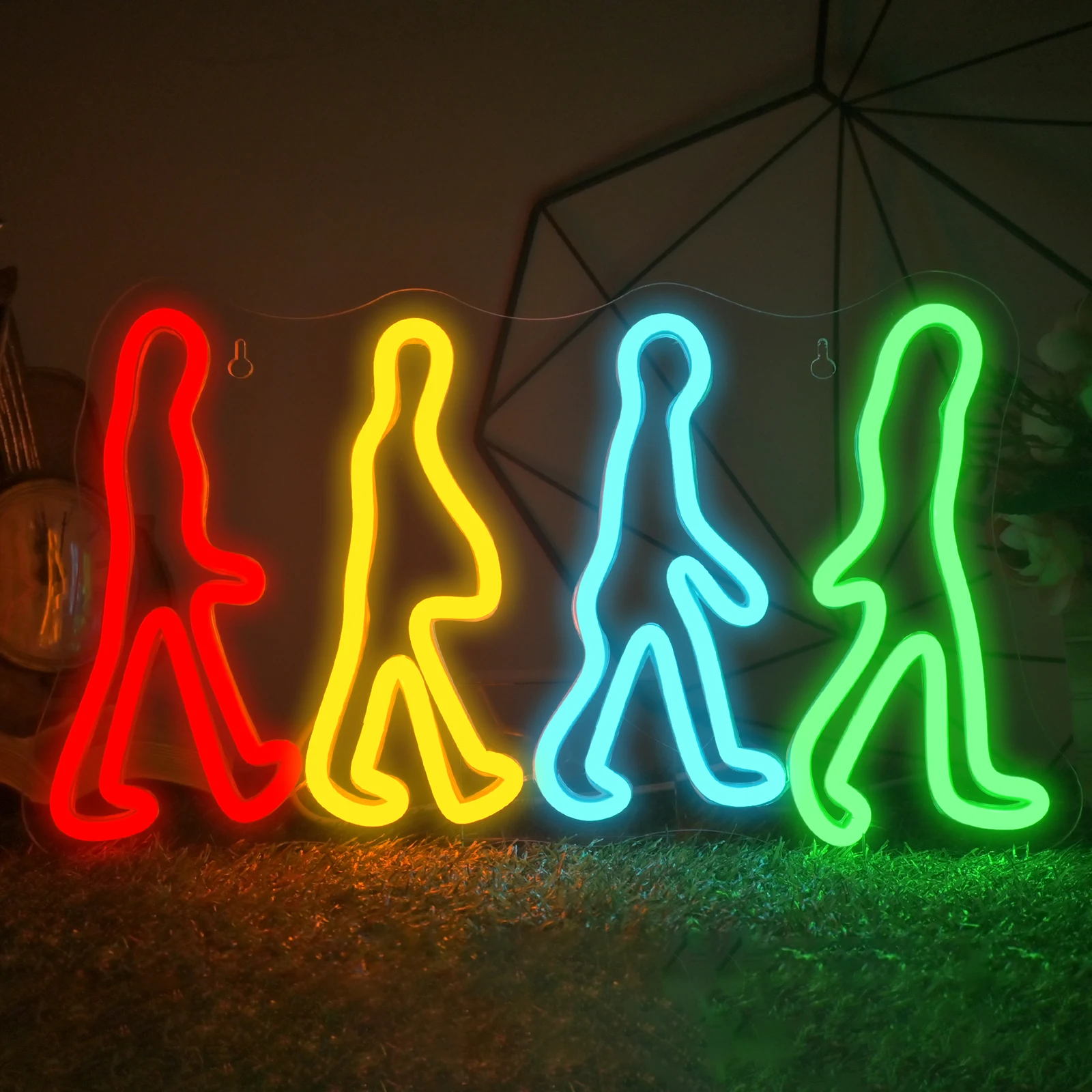 

Beatles Led Neon Sign Four People Walking LED Neon Sign for Bedroom Wall Decor Neon Lights Sign for Game Room Beatles Fans Gift