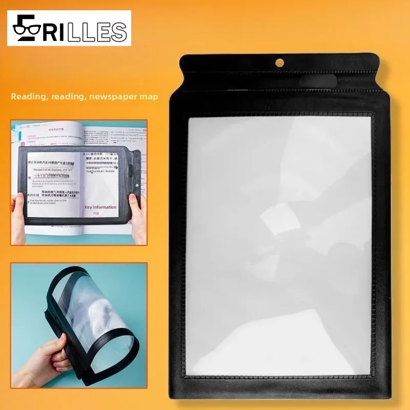 

Fresnel Reading Magnifier,Ultra-Thin Handheld with Leather Black Frame,HD Optical Lens for Book Reading,Travel,Elegant Gift Idea