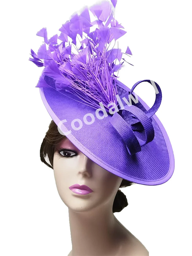 Purple Wedding Fascinators Hats Women Formal Party Church Pillbox Cap Ladies Cocktail Derby Chapeau Cap Bride Marriage Hats