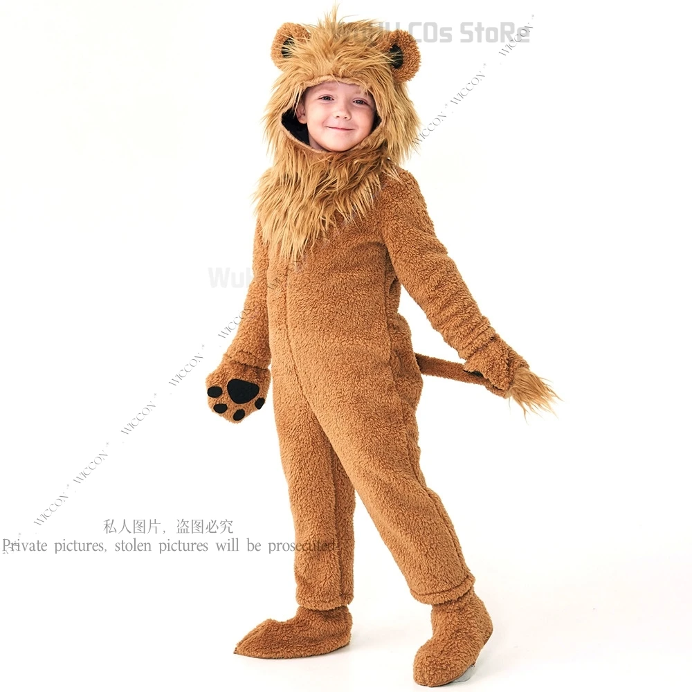 Mignon petit Lion Animal roi Kigurumi Costume bébé garçons filles hiver pyjamas combinaison Onesies anniversaire déguisement gants