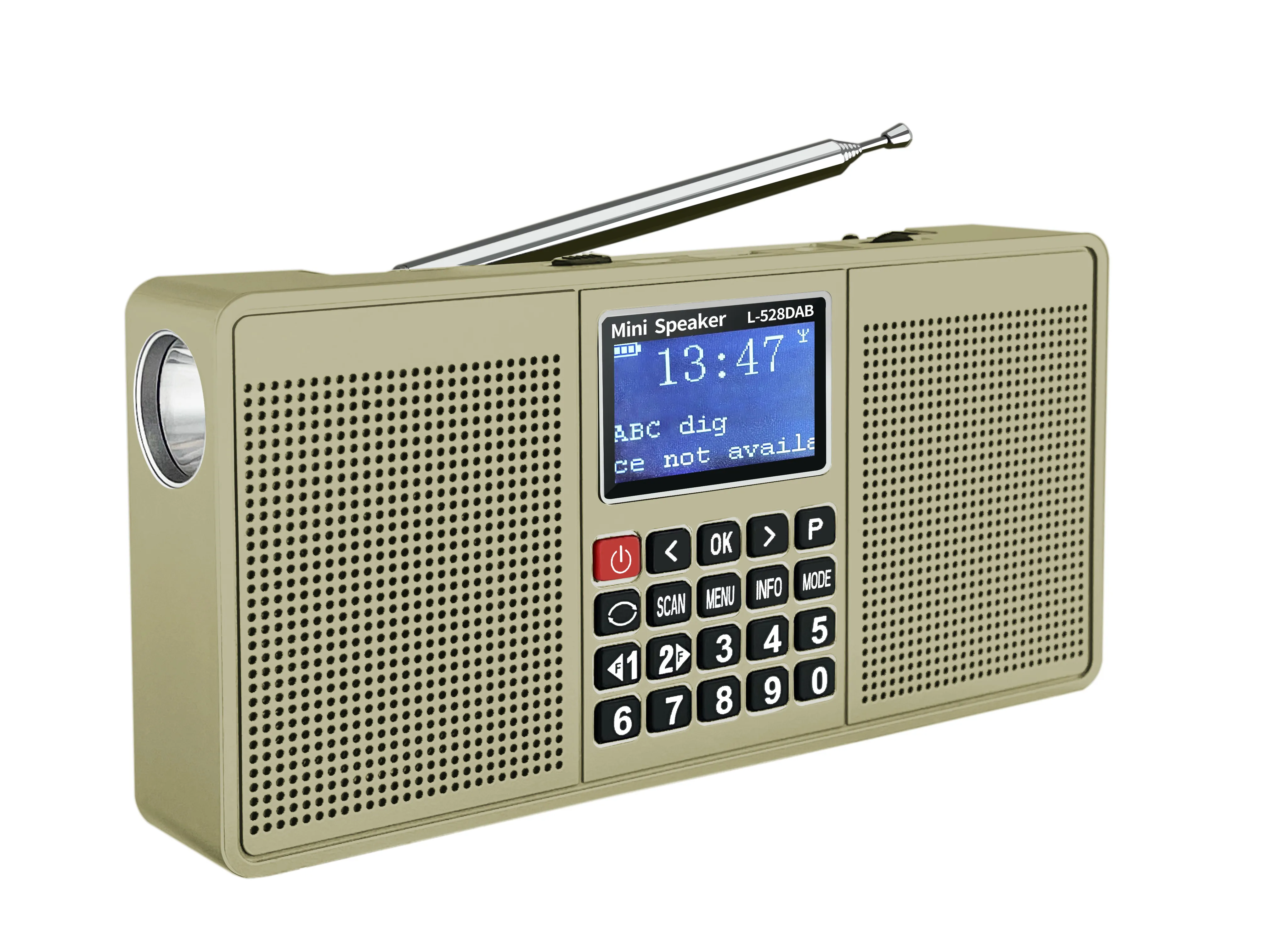 EONKO-L-528DAB Digital estéreo multifunción, Radio con Bluetooth, TF, USB, FM/DAB +, linterna, reloj, auriculares recargables