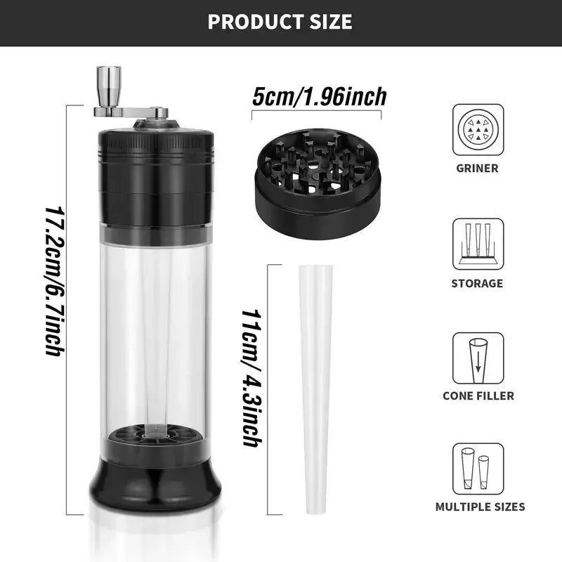 4 layer Herbal Grinder Roller With Handle Manual Metal Crank Grinder Spice Herb Tobacco Grinders