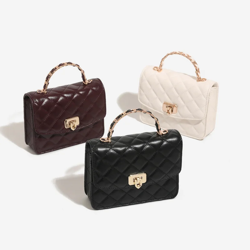 

Elegant small fragrant chain diamond grid hand-held small square bag 2025 new high-end single shoulder crossbody bag