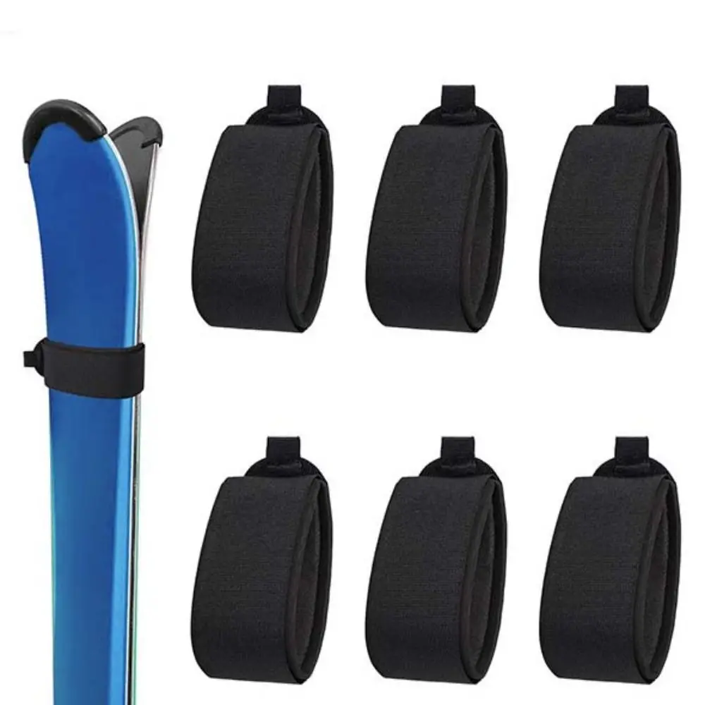 Adjustable Ski Fastener Straps Protective Pads Fixing Belts Ski Wraps Ties Black Nylon EVA Snowboard Binding Straps