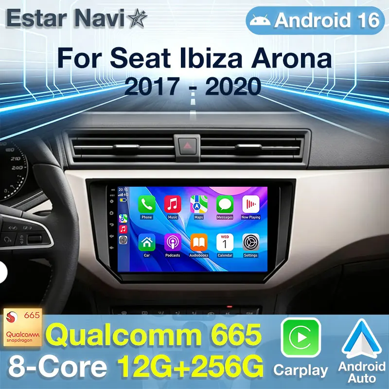 Radio Auto Estéreo con CarPlay Inalámbrico y Android 16 para Seat Ibiza Arona 2017-2021, Reproductor Multimedia para Auto, Sin DVD 2 Din, WIFI 360