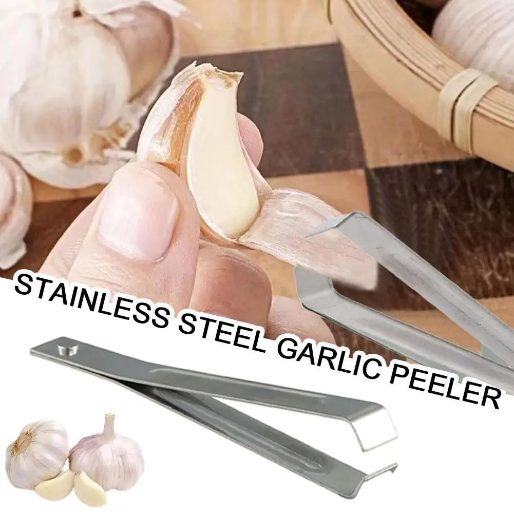 2pcs Fish Bone Tweezers Stainless Steel Flat Slant Tongs Pliers Bone Removal Tool Garlic Peeler For Cooking Garlic Vegetabl L7E0