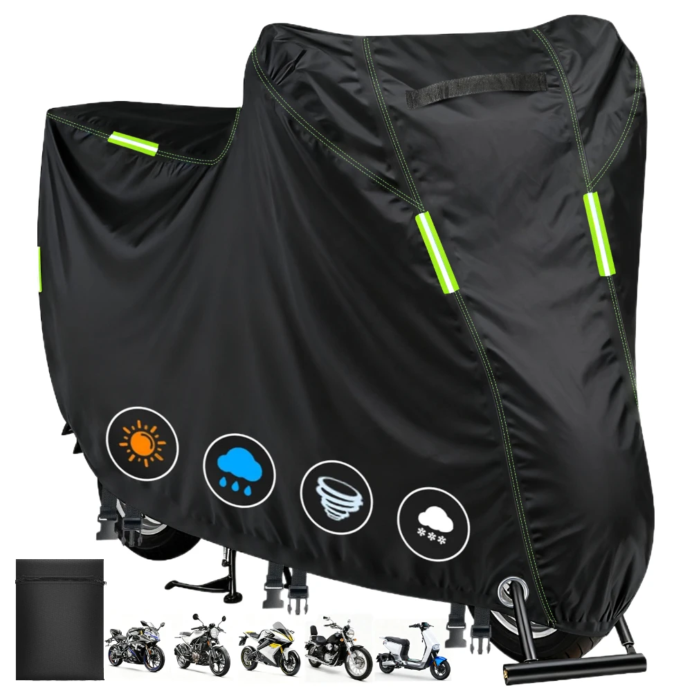

Motorcycle Cover Waterproof All Season Dustproof UV Protective Outdoor Indoor Scooter 190T Wear-resistant Fabric Motorbike Cover