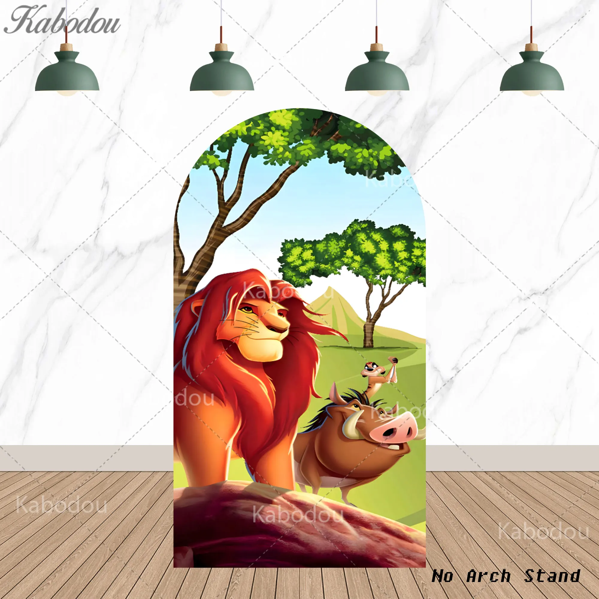 Telón de Fondo Arqueado de Simba, El Rey León, para la Primera Fiesta de Cumpleaños del Bebé, Decoración de Pared para Estudio Fotográfico, Cubierta de Tela Elástica