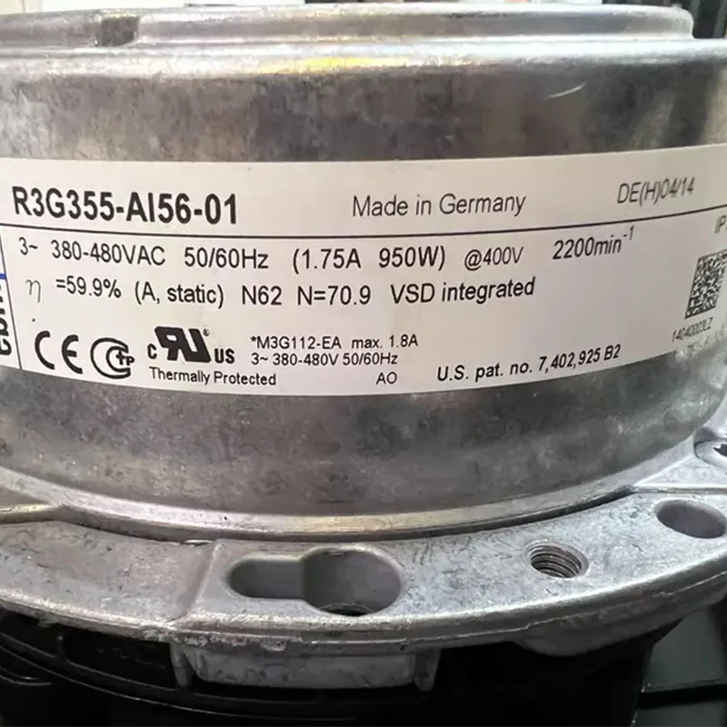 Original 100% Working R3G355-AI56-01 M3G112-EA 380V 480V AC 1.75A 950W Ventilation cooling fan