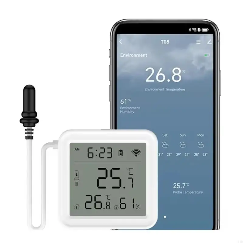 Pengukur Kelembaban Jarak Jauh Koneksi WiFi Detektor Eksternal Peringatan Segera ABS untuk Penggunaan Rumah Tangga Industri