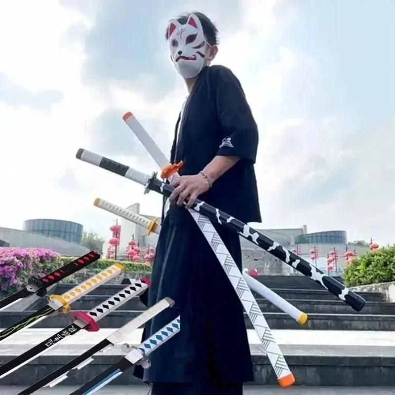 104cm Demon Slayer Katana Zenitsu Sword Kimetsu No Yaiba Anime Cposplay Props Real Size Japanese Katana Ninja Knife Toy Gift