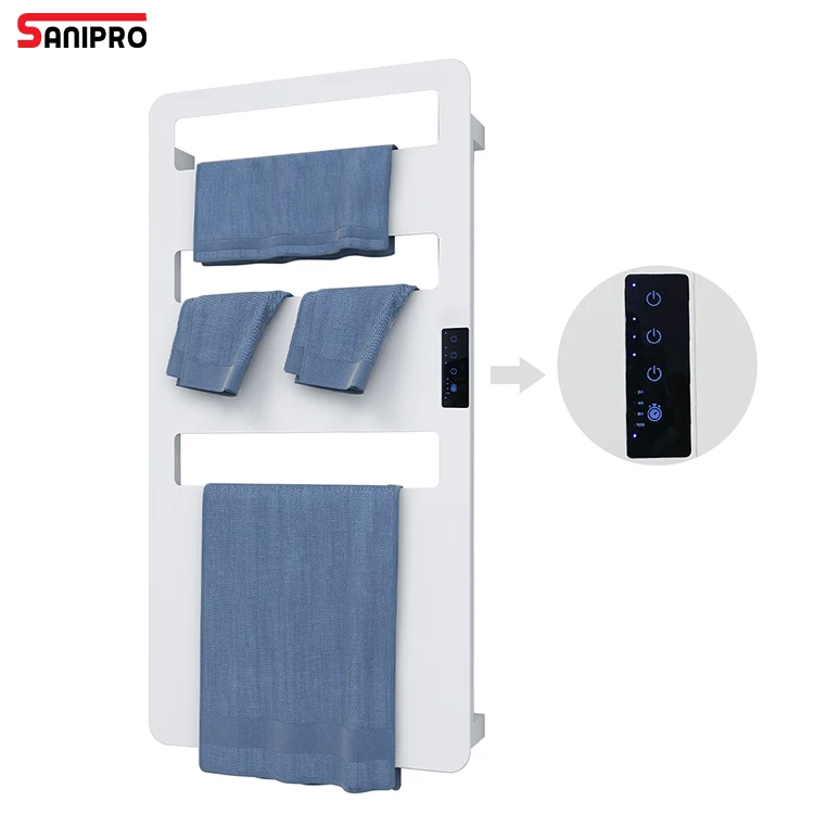 SANIPRO Hot Sale Bathroom Wall Mounted Electric Towel Heaters Clothes Dryer Smart Touch Timer Warm Heated Towel Racks