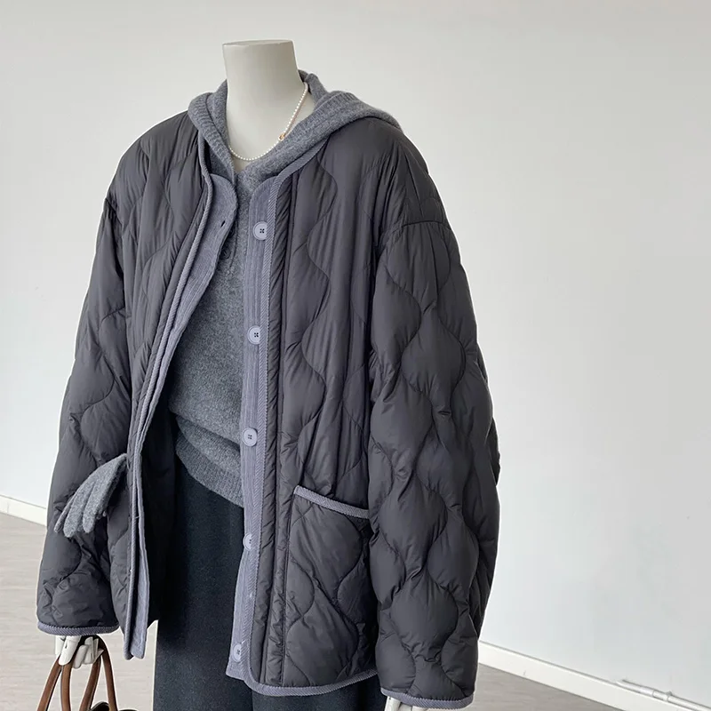 Inverno Thiened Cotton Jaet Donna Loose Fit Faionable Color Blo Capispalla caldo plus Size Retro Sle Long Sve Coat