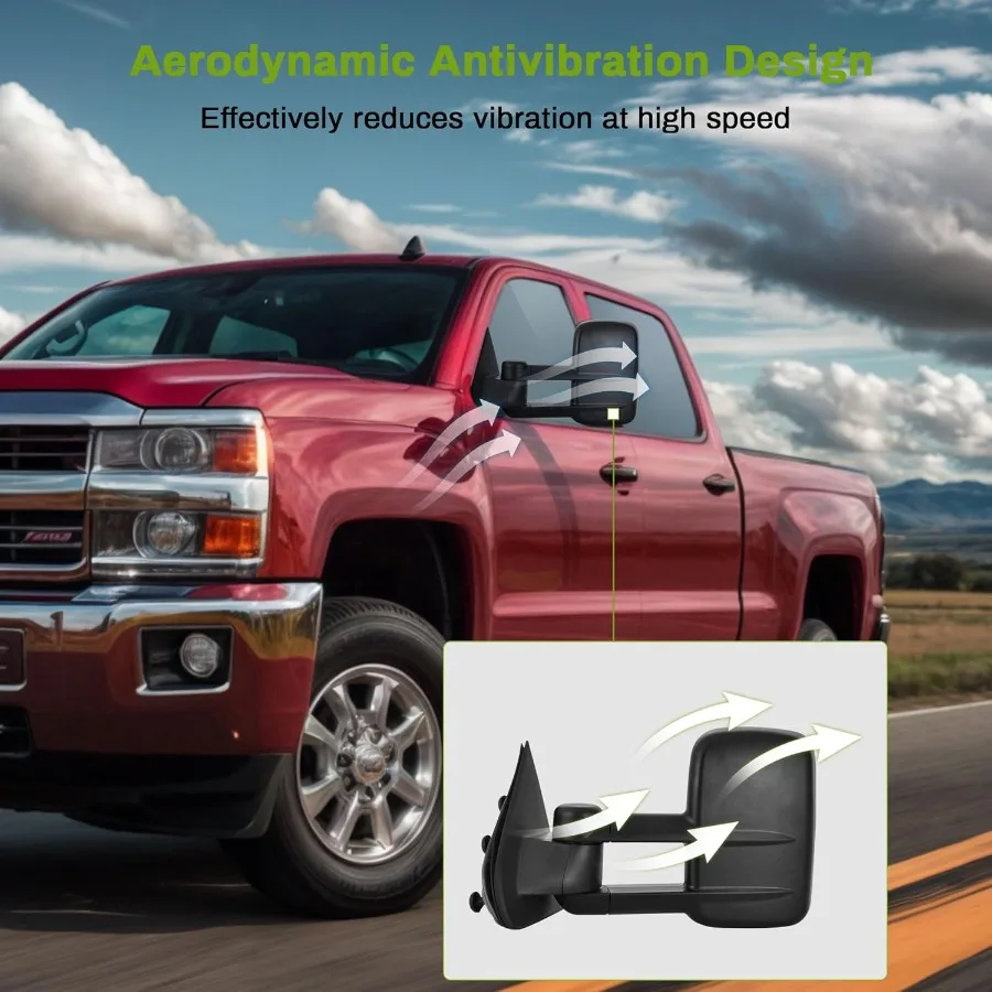 Abschleppspiegel, kompatibel mit 20142018 Chevy Silverado GMC Sierra 1500 Paar Set für 20152018 Silverado Sierra 2500 HD 3500 HD
