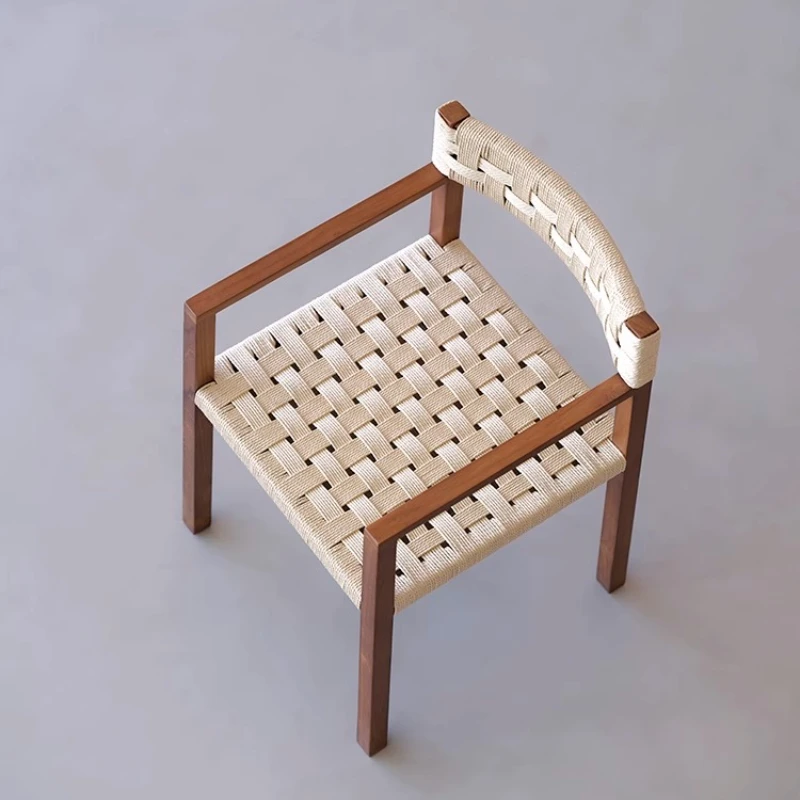 

Homestay Hotel Handmade Rope Teak Solid Wood Japanese Chair