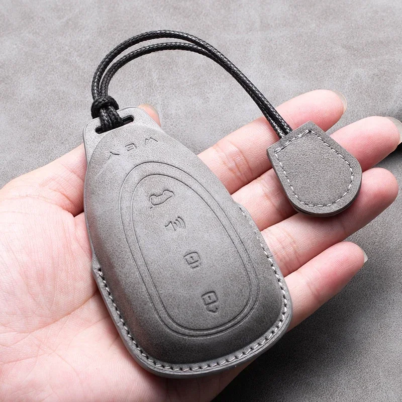 

Leather Car Key Case Cover for Great Wall WEY Coffee 01 Coffee 02 Tank 300 VV5 VV6 2023 VV7 A1 A3 A4 A5 A7 A8 Car Remote Key Fob