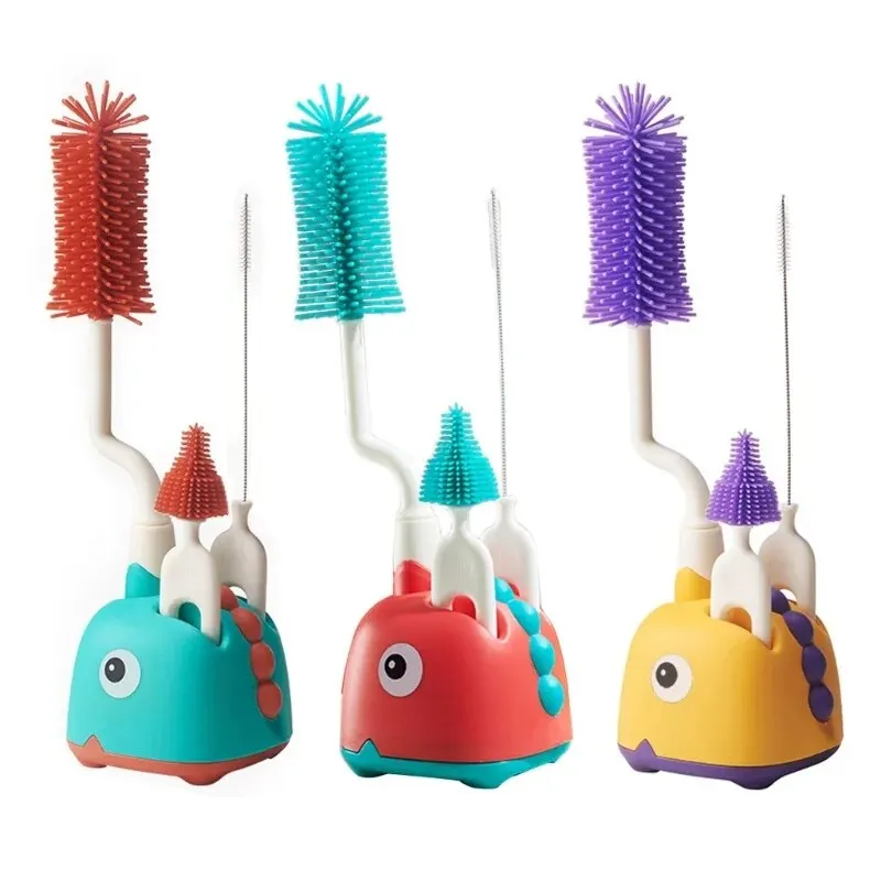 3 PCS Silicone Bottle Cleaning Brush Baby Pacifier Straw Scrubber Small Brush 360 Degree Glass Cup Washing Brush Tool Set