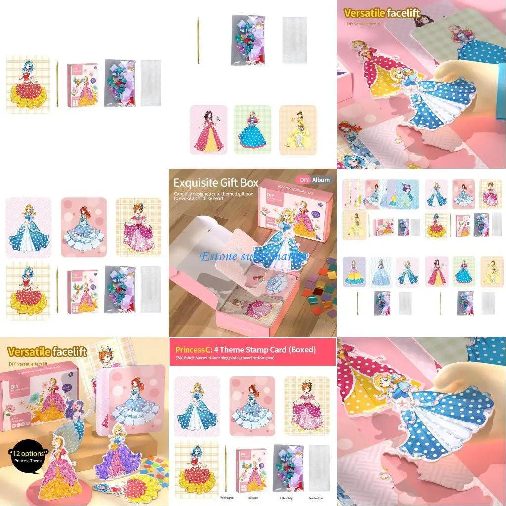 

090B Princess Dress-Up Sticker Fun DIY Stickers Painting Toy Set Stuffer Gifts