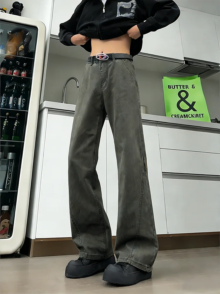 

Мужские джинсы Slim Fit с прямыми штанинами, в стиле милитари, с вырезами, в стиле High Street Vibe, эластичные, рабочие, расклешенные, молодежный тренд