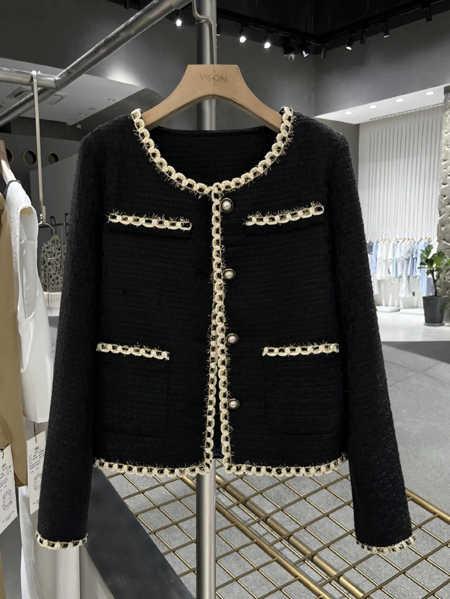 

Bla ort Quilted Jaet Women's Faion 2025 Autumn Winter Small Size M Mature Profional Top Pure Color Straight Cut