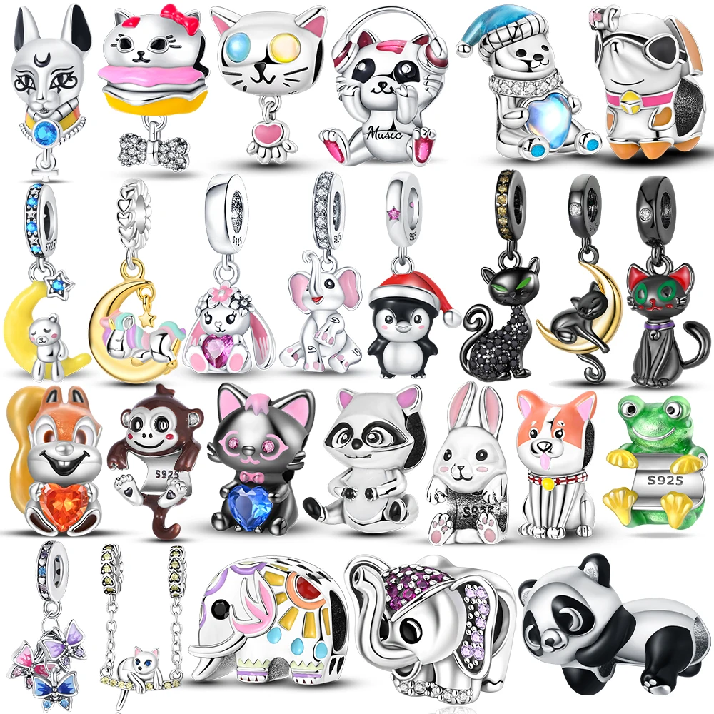 Animal Pet Monkey Squirrel Frog Silver Plated beads original charms Fit Bracelets bag keychain charms diy women gift accessory