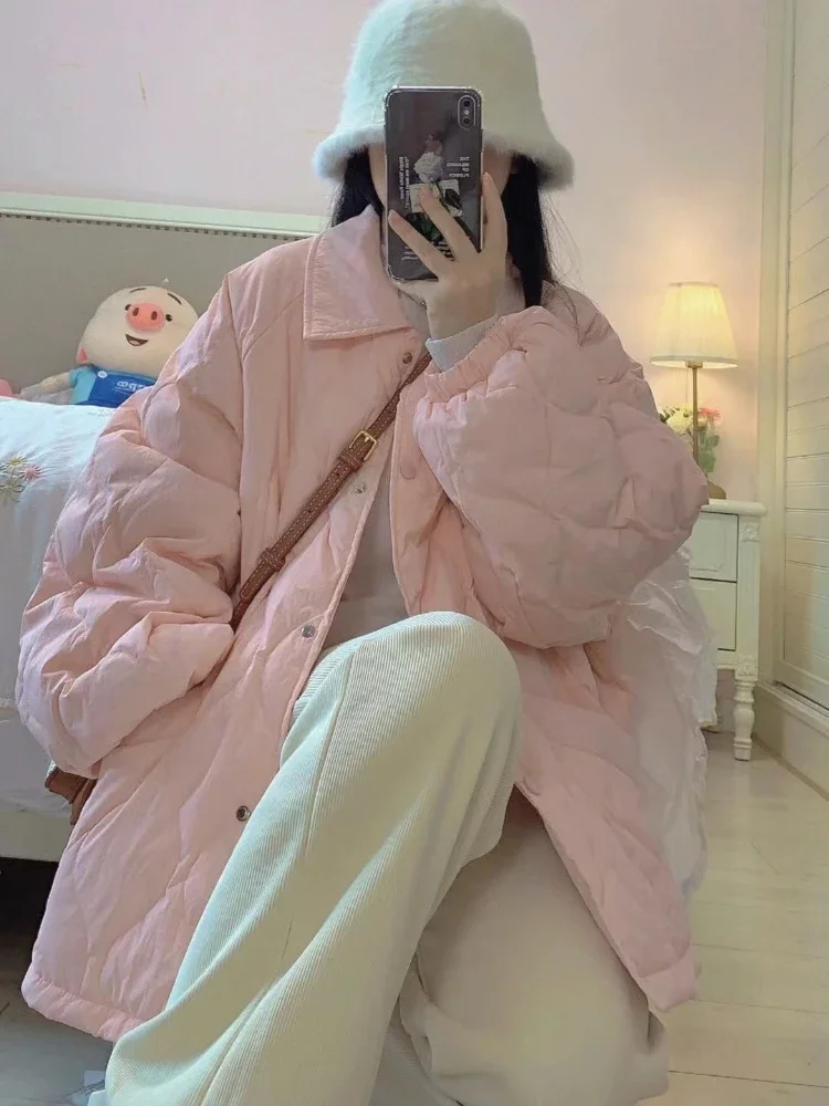 Parkas Women Winter Sweet Warm Harajuku Casual All-match Mujer Preppy Style Loose Cozy Students Simple Solid Comfortable Outwear