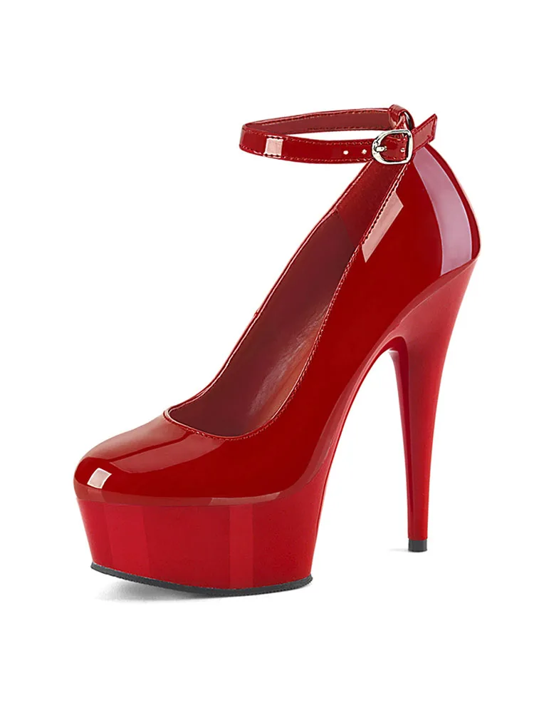 6 Inch Red Bottom High Heels Pumps Women Platform exotic Gothic 15cm Buckle Sexy Crossdressers Strip Shoes  Fetish Pole Dance