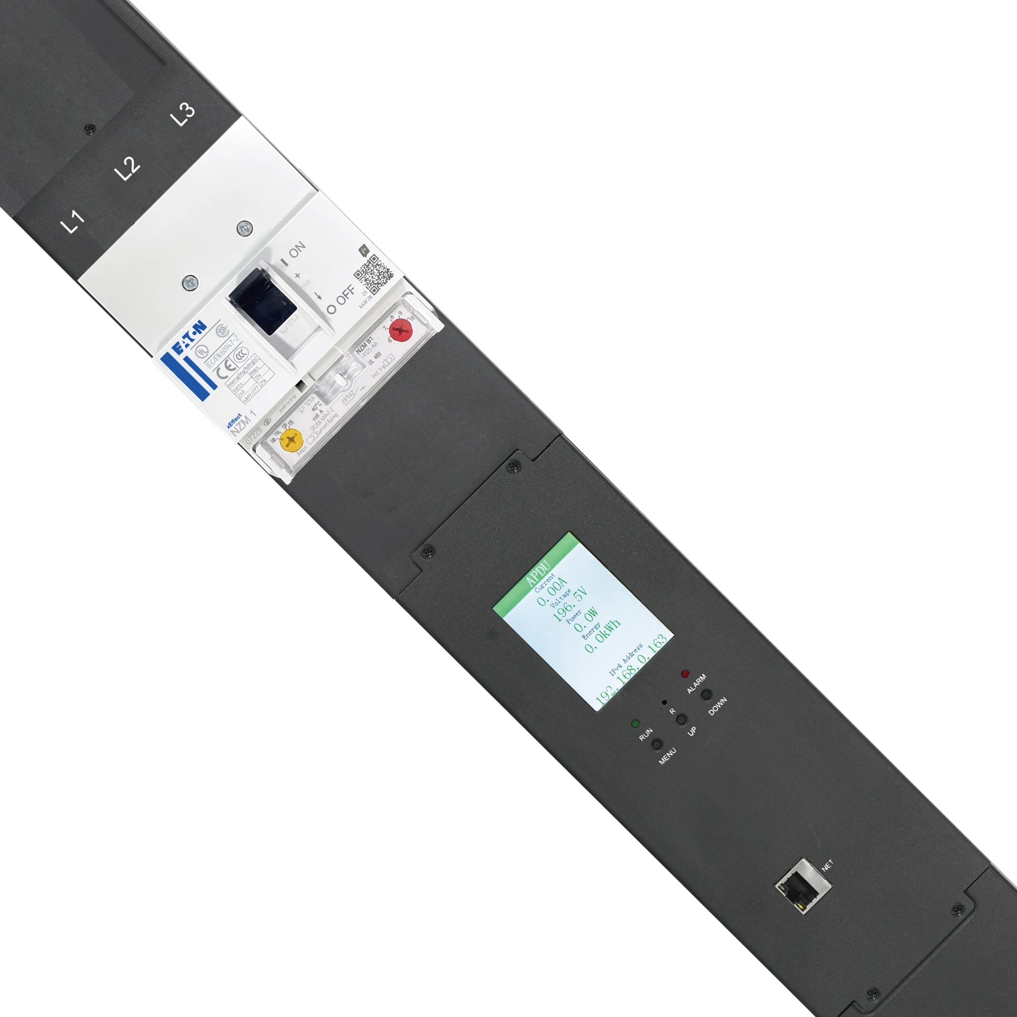 وحدة توزيع Powr مباشرة من المصنع 1U 380V 24 منفذ 3P جهاز تحكم عن بعد ذكي مثبت على الرف PDU مع قاطع الدائرة