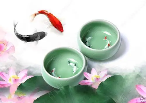 

2pcs Chinese Collection brother kiln plums Porcelain Two Fish Kung Fu Tea Cup