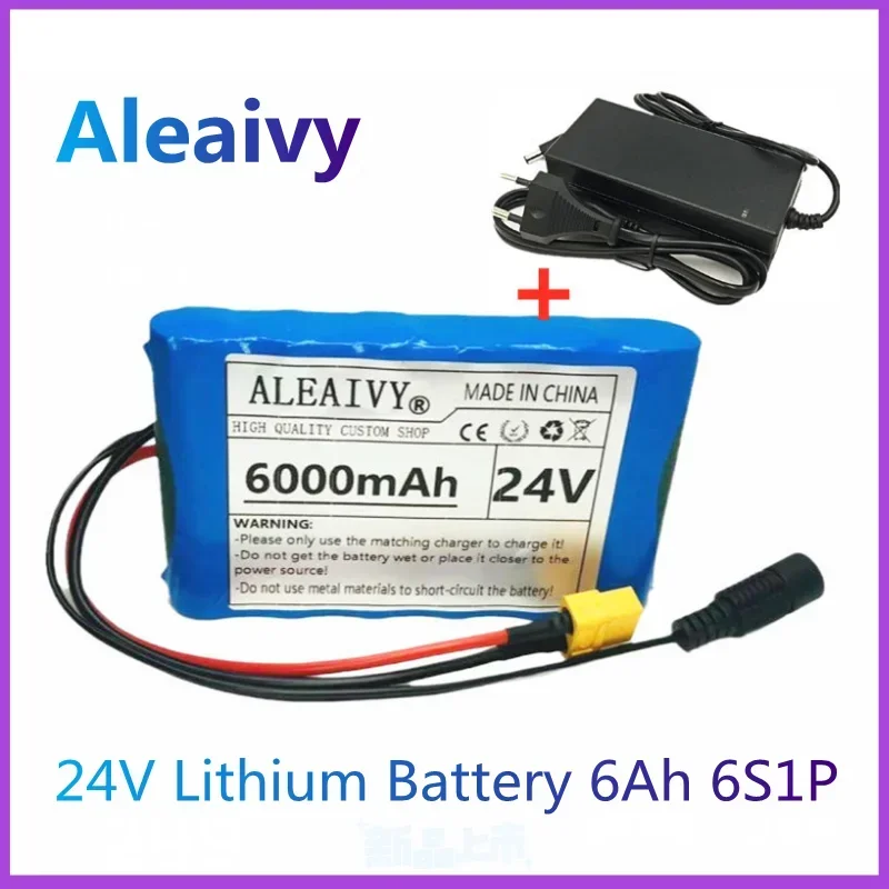 

24v Lithium Battery 6Ah 6s1p 18650 Rechargeable Lithium Ion Battery for 25.2v Electric Scooter Electric Bicycle+BMS