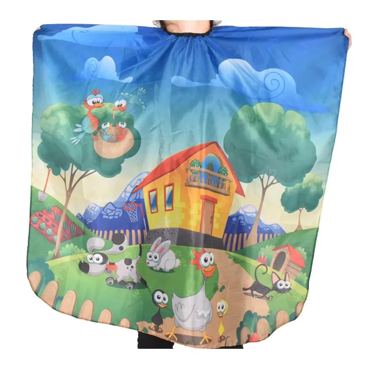

Salon Kids Hairdressing Cartoon Pattern Haircut Styling Gown Barber Shop Household Child Hair Cut Cape Apron