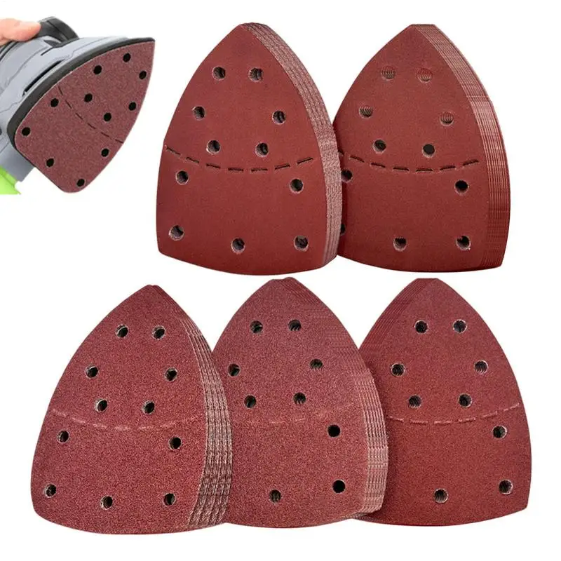 

Шлифовальная бумага для мебели Треугольный дизайн Наждачная бумага для мебели Конструкция с 11 отверстиями Многоцелевая наждачная бумага для полировки металла