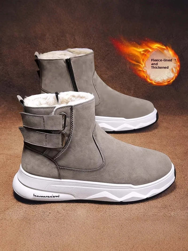 Men's Winter Snow Boots Ultra Warm Thickened Fleece Lined Bread Style Cotton Boots Waterproof Cold Resistant Northeast Big Co...