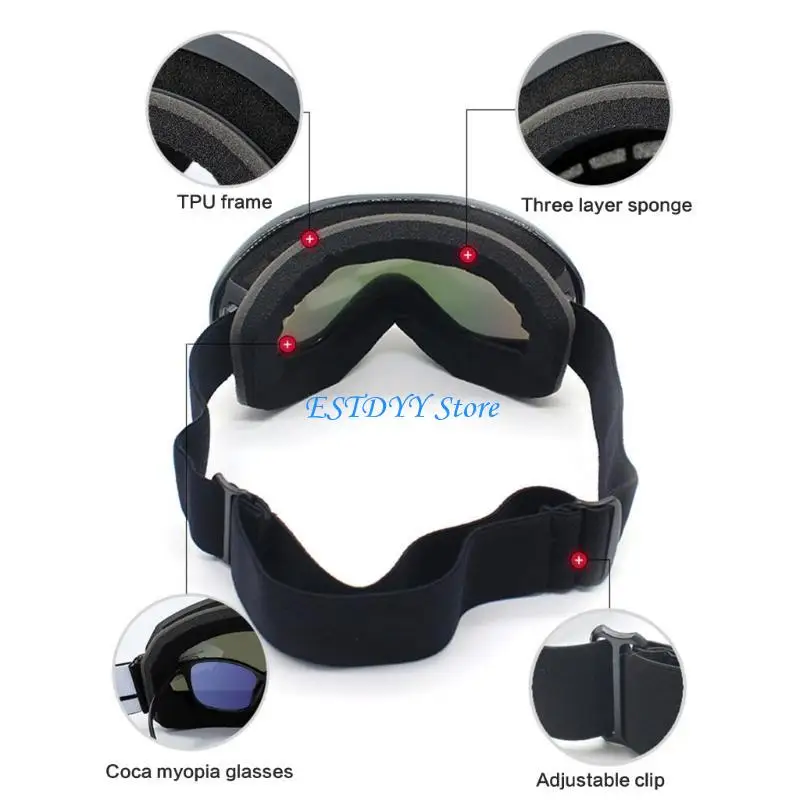 G6DE Double-Layer Ski Goggles Wind Snowboard Goggles Durable UV-Protection Anti-Fog Snow Goggles for Outdoor Sport