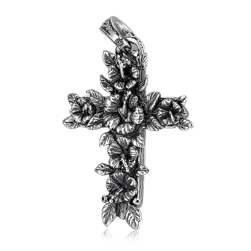 Imagem -06 - Sterling Silver Cross Pendant para Homens e Mulheres Personalizado e Elegante Retro Novo Bocai-s925