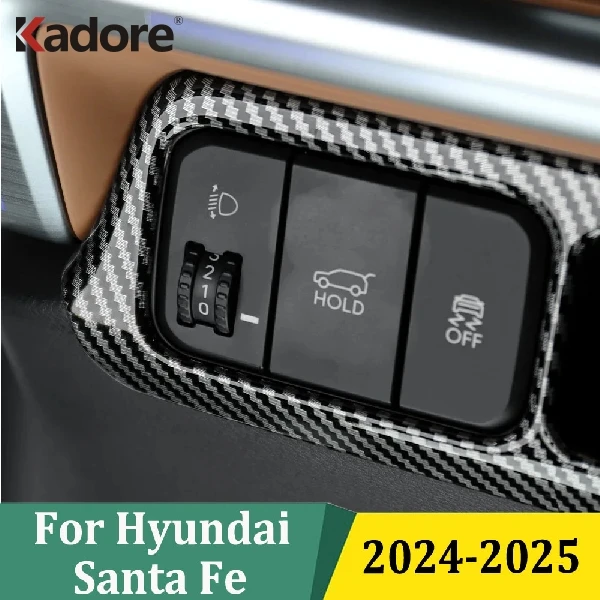 Für Hyundai Santa Fe 2024 2025 Scheinwerfer-Schalterknopf Zierblende Rahmen Aufkleber Innenraum Auto-Styling Zubehör