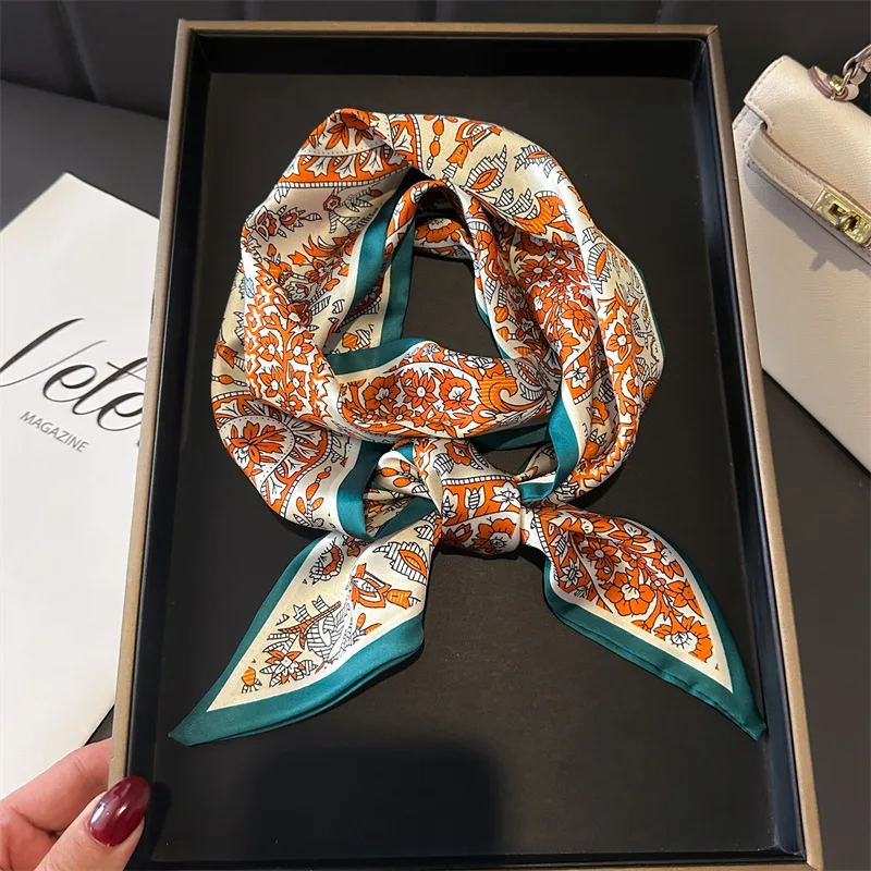 NEW Fashion Print Long Silk Scarf Graphic Ribbon For Women Soft Cozy Silk Scarf Versatile Neckerchief Length Luxury Headband