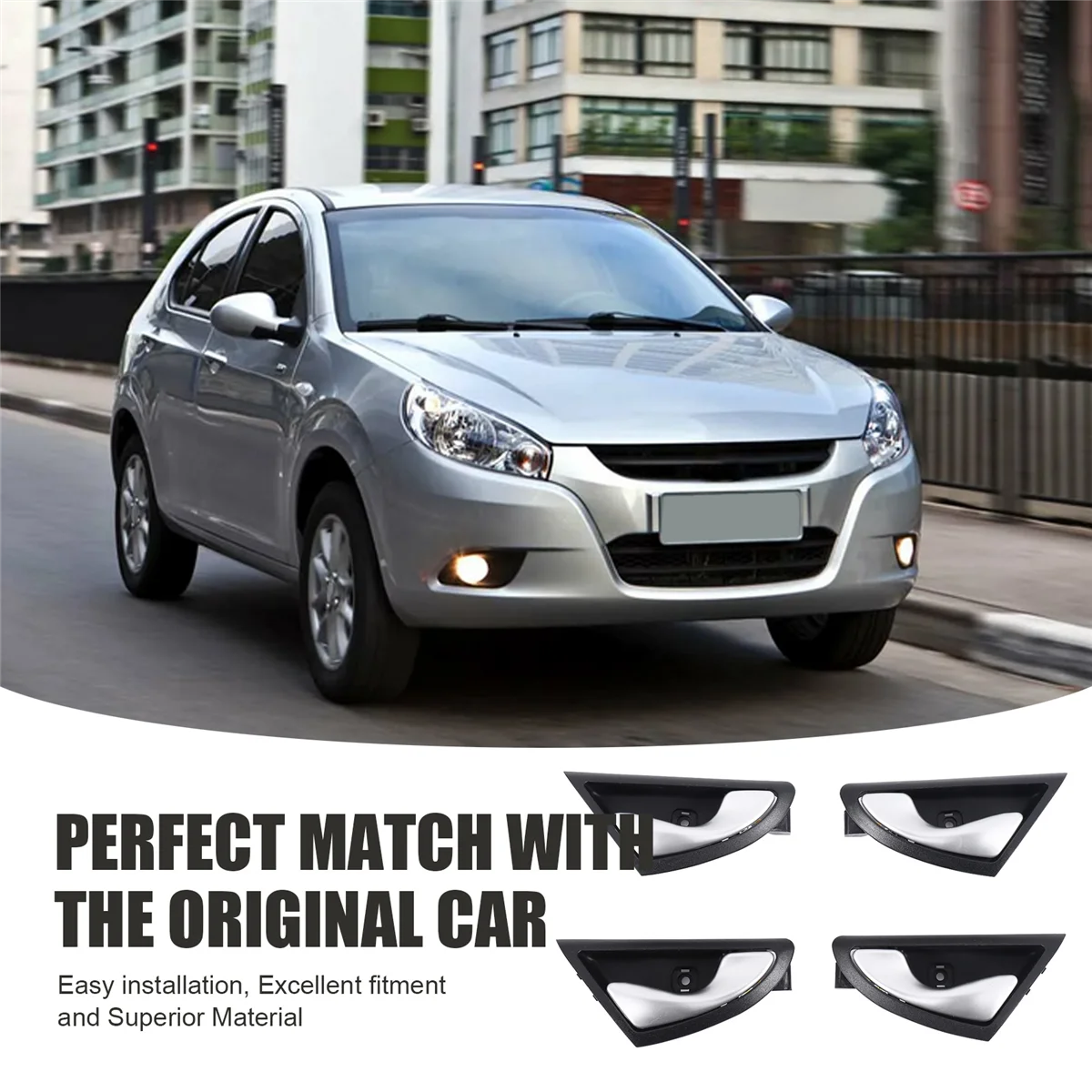 

4 шт., ручки для внутренней двери автомобиля, открытая ручка для JAC J3 J3S Turin 2009-2015 6105230 U8010 6105240 U8010 Матовый Silvercar