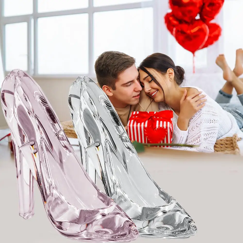 Exquisite Crystal Shoe Figurine, Romantic High Heel Ornament as Gift for Her & Home Decor