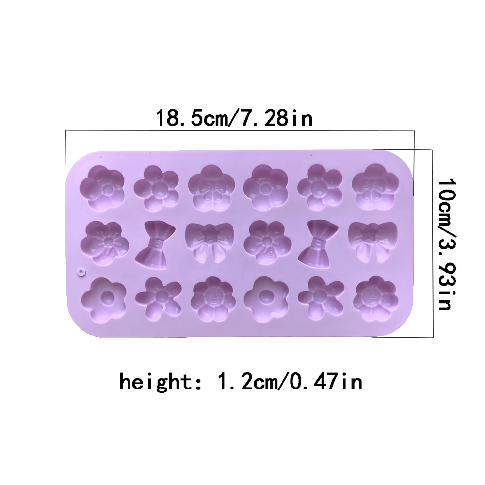 18 cavity flower candy mold DIY bow chocolate jelly mold ice mold pudding mold soap mold biscuit mold for dessert making