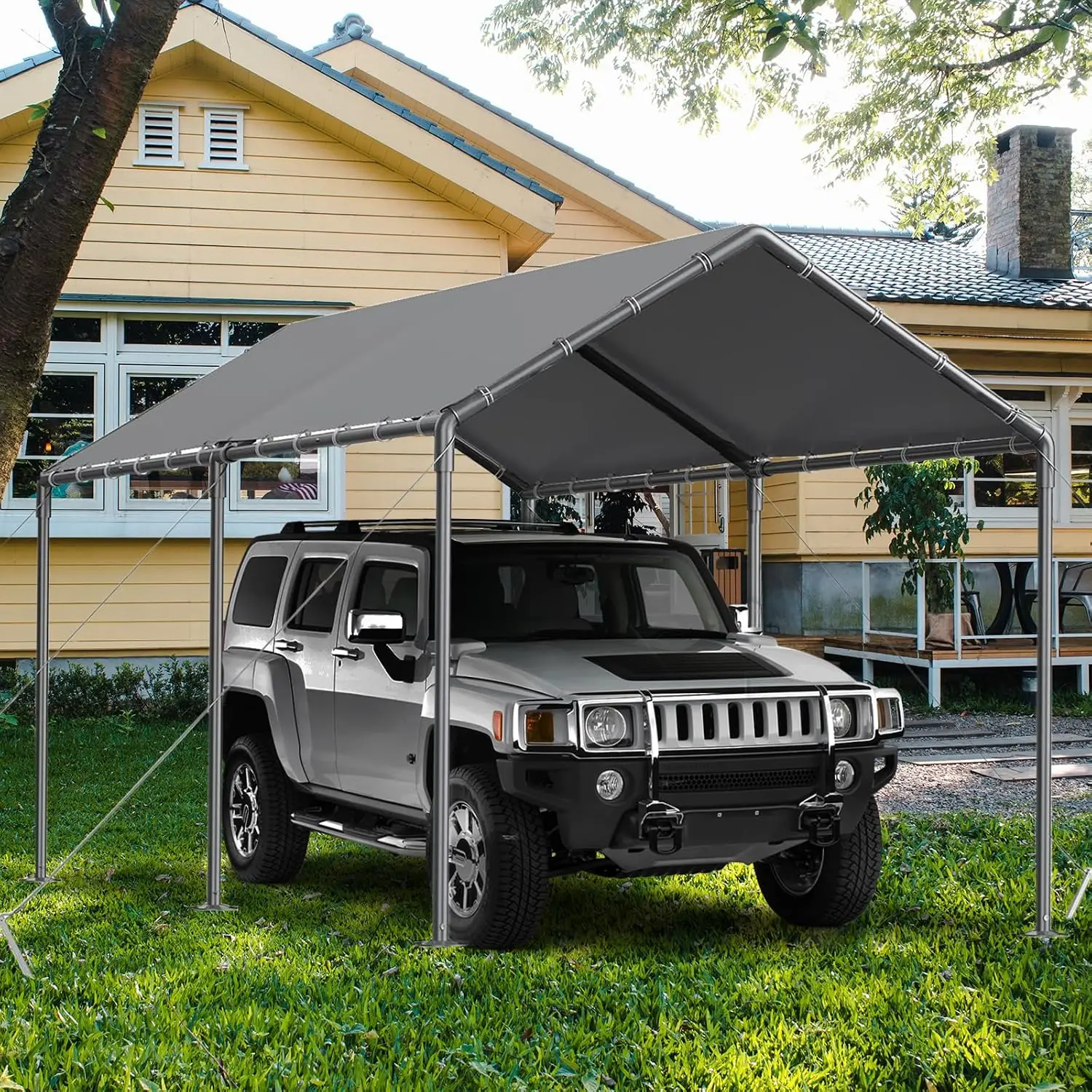 Heavy Duty 10x20 Carport, Portable Vehicle Shelter & Outdoor Storage, Waterproof UV Resistant Steel Frame, Customized