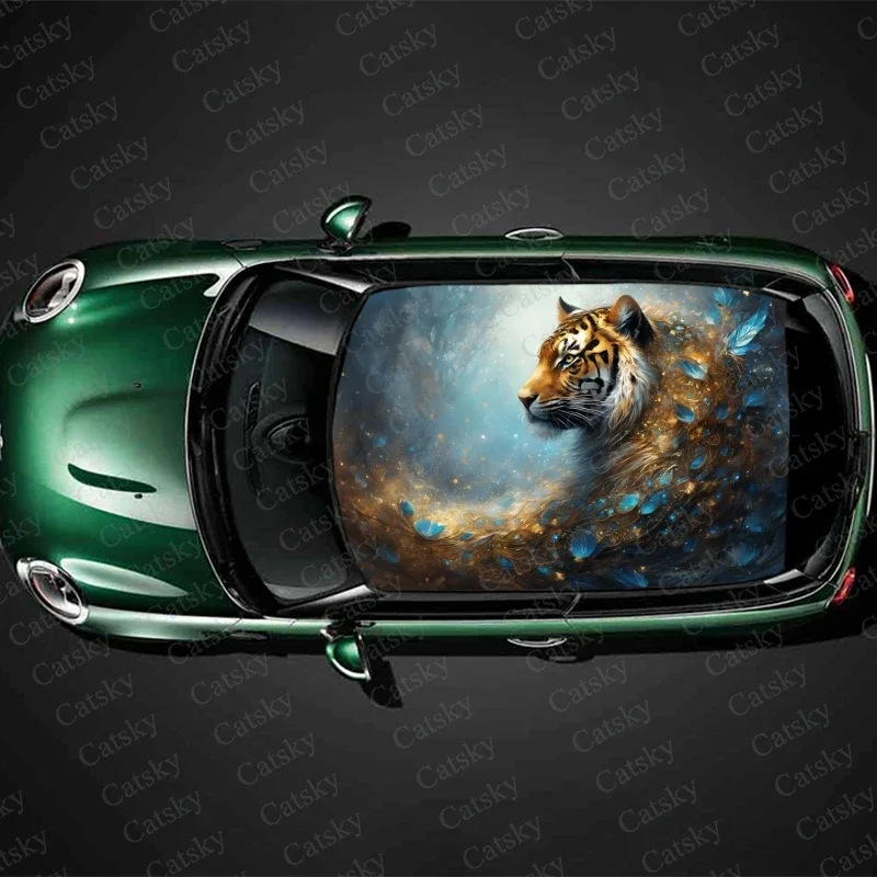 

Animal Tiger Car Roof Sticker Auto Decoration Film Car Decal Hood Door Vinyl Sticker Graphic Wrap New Car Decoration Accessories