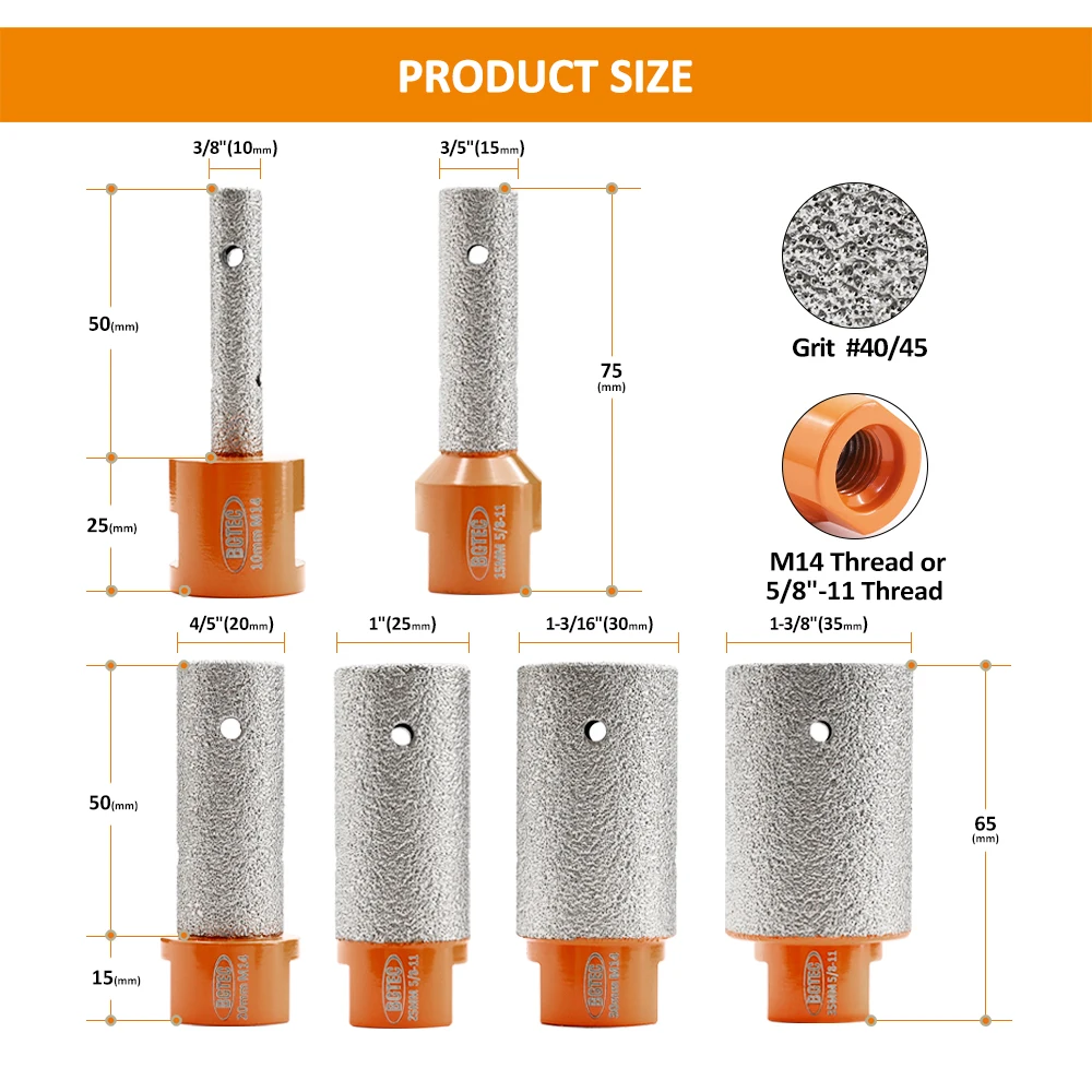 BGTEC 1/2 pz 10-35mm frese diamantate lucidatura piastrelle marmo granito porcellana ceramica quarzo Finger Bits apri fori corone