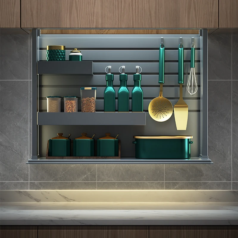New Hot Selling Height Adjustable Kitchen Basket Built-in Lighting Cabinet Lifter Height Adjustable Kitchen Cabinet Lift