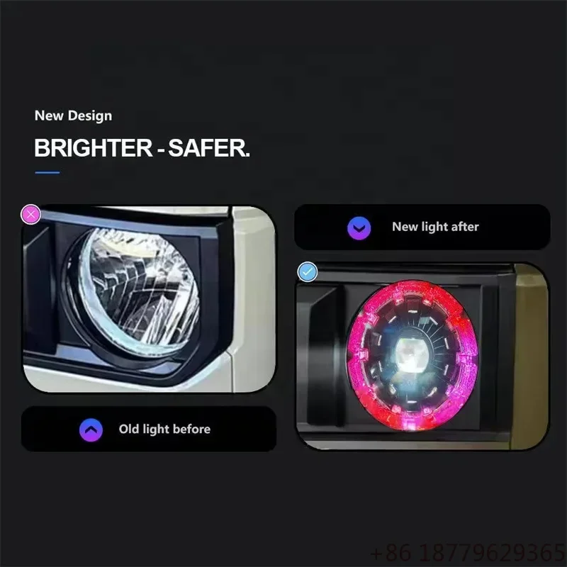RGB Retrofit Headlamp Angry Eye Corner Lights Bi-LED Projector Off-Road SUV Fitment