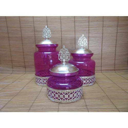 Ottoman Lux Glass Jar-Supplies Storage Jar 3 Pcs