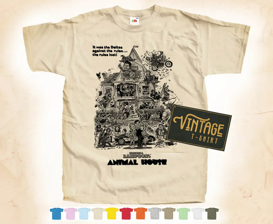 

BLACK Print: Animal House V2 T shirt Natural VINTAGE Poster Cotton S-5XL