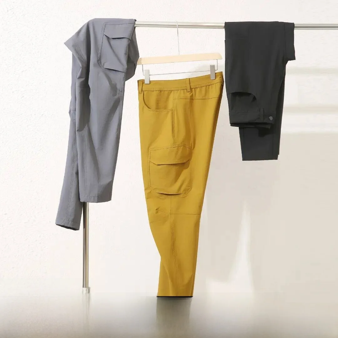 Outdoor Softshell Pants Men's Hiking 3D Cutting Waterproof Casual Straight Leg Pants Spring Summer Youth Nylon Spandex