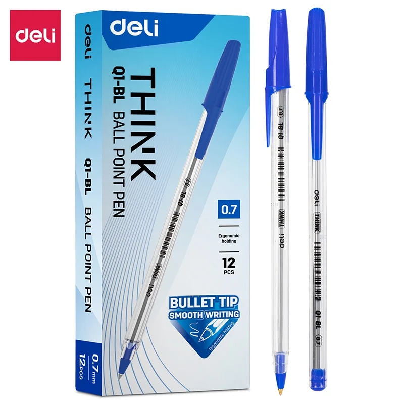 Imagem -06 - Deli-caneta Esferográfica Escrita Suave Tinta Preta e Azul Fornecimento de Escritório Eq1-bk Eq1-bl Eq1-c 07 mm 12 Pcs por Caixa
