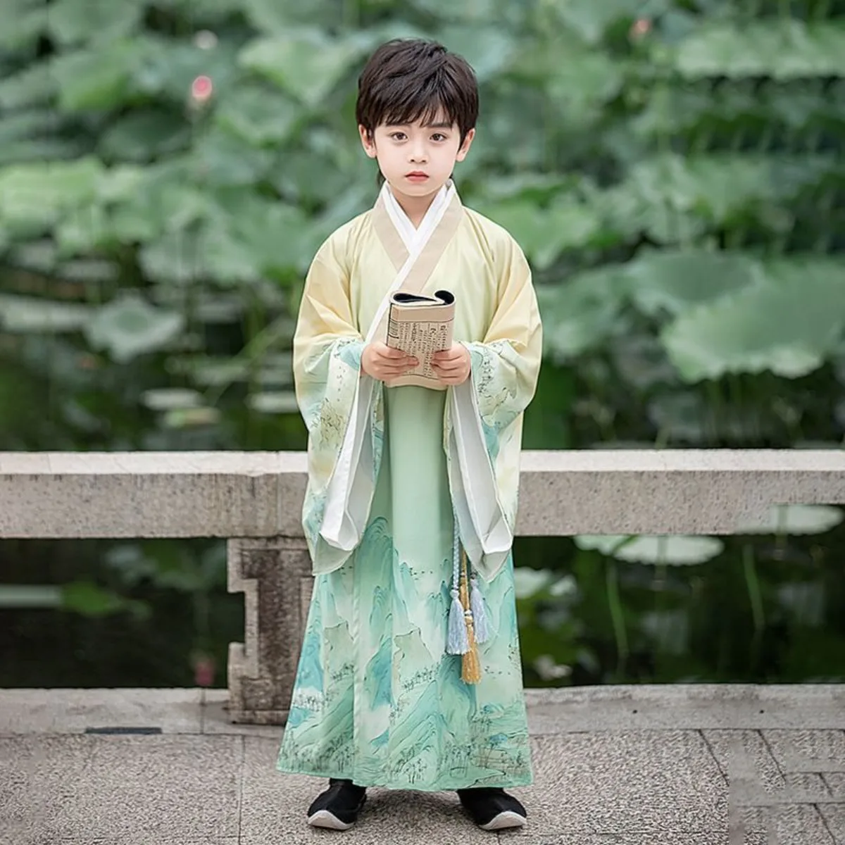 

Chinese Classics Performance Suit for Boys - 2026 Summer Tang Style Hanfu, Traditional Kids Stage Costume